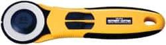 Olfa - Fixed Rotary Cutter - 1.77" Tungsten Tool Steel Blade, Yellow & Black ABS Plastic with Elastomer Inset Handle, 1 Blade Included - Benchmark Tooling