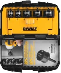 DeWALT - 5 Piece, 3" to 1-3/8" Saw Diam, Impact Rated Hole Saw Kit - Bi-Metal, Toothed Edge, Includes 5 Hole Saws - Benchmark Tooling