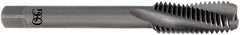 OSG - M12x1.75 Metric Coarse 3 Flute Modified Bottoming Spiral Flute Tap - Solid Carbide, Bright Finish, 82mm OAL, Right Hand Flute, Right Hand Thread, H4, Series 389 - Exact Industrial Supply