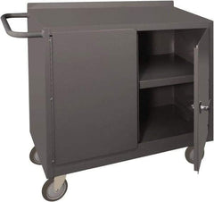 Durham - 1,200 Lb Capacity, 18" Wide x 36" Long x 39-3/4" High Mobile Cart - 2 Door, 1 Shelf, Steel, 2 Rigid/2 Swivel Casters - Benchmark Tooling