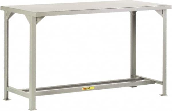 Little Giant - 72 Wide x 30" Deep x 36" High, 12 Gauge Steel Workbench - Fixed Legs, Gray - Benchmark Tooling