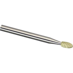 Made in USA - 3mm Cut Diam, 0.1181" Shank Diam, Oval Head Single Cut Burr - Carbide, 5.5mm LOC, 75mm OAL - Benchmark Tooling