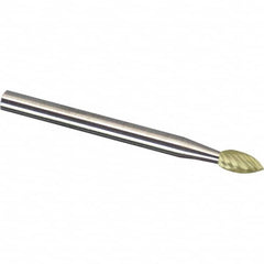 Made in USA - 1/8" Cut Diam, 1/8" Shank Diam, Tree Head Aluma Cut Burr - Carbide, 1/2" LOC, 2" OAL - Benchmark Tooling