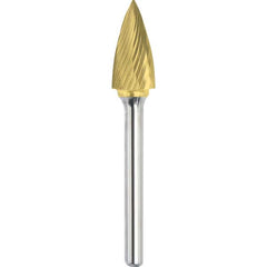 Made in USA - 6.3mm Cut Diam, 0.1181" Shank Diam, Tree Head Single Cut Burr - Carbide, 12.7mm LOC, 50mm OAL - Benchmark Tooling