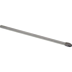 Made in USA - 6mm Cut Diam, 0.2362" Shank Diam, Oval Head Single Cut Burr - Carbide, 9.5mm LOC, 160mm OAL - Benchmark Tooling