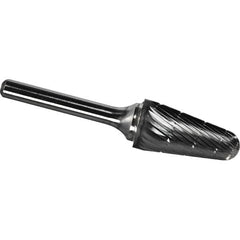 Made in USA - 9.5mm Cut Diam, 0.2362" Shank Diam, Cone Head Chipbreaker Cut Burr - Carbide, 27mm LOC, 71mm OAL - Benchmark Tooling