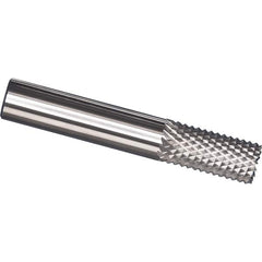 Made in USA - 1/16" Diam, 3/16" LOC, Burr End, Solid Carbide Diamond Pattern Router Bit - Right Hand Cut, 1-1/2" OAL, 1/8" Shank Diam, Use on Carbon & Honeycomb, Carbon Fiber, Composite, Fiberglass, Graphite - Benchmark Tooling
