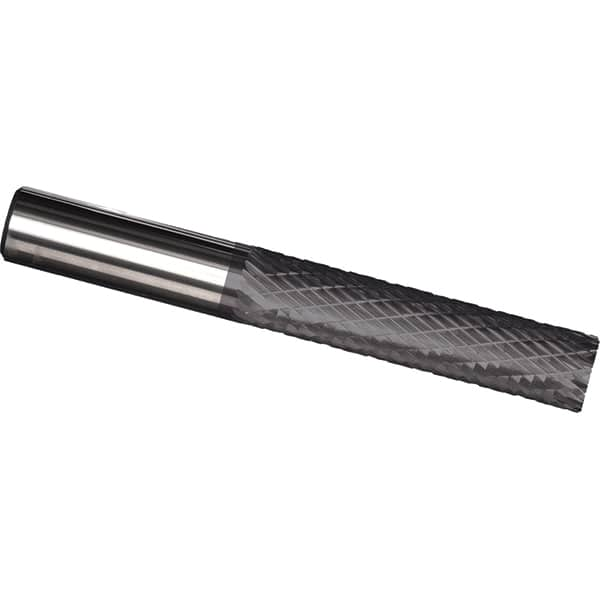 Made in USA - 1/8" Diam, 1/2" LOC, Plain End, Solid Carbide Diamond Pattern Router Bit - Right Hand Cut, 1-1/2" OAL, 1/8" Shank Diam, Use on Cast Iron, Stainless, Steel, Titanium - Benchmark Tooling