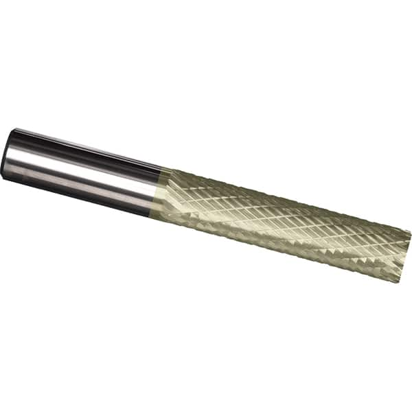 Made in USA - 3/8" Diam, 1" LOC, Plain End, Solid Carbide Diamond Pattern Router Bit - Right Hand Cut, 2-1/2" OAL, 3/8" Shank Diam, Use on Cast Iron, Stainless, Steel, Titanium - Benchmark Tooling