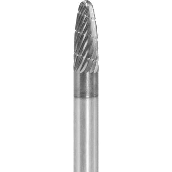 Made in USA - 1/4" Cut Diam, 1/4" Shank Diam, Tree with Radius Head Fastmill Cut Burr - Carbide, 5/8" LOC, 2" OAL - Benchmark Tooling