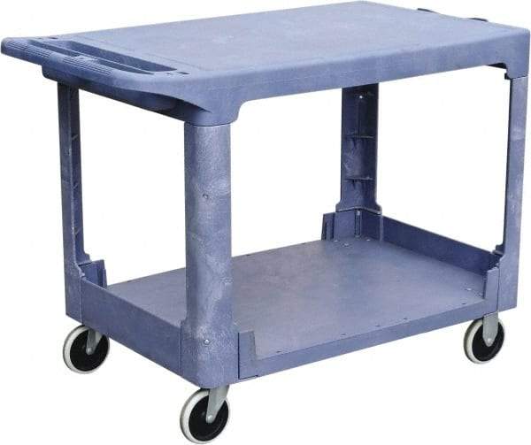 Value Collection - 500 Lb Capacity, 26" Wide x 46" Long x 33" High Shelf Cart - 2 Shelf, Plastic, 2 Rigid/2 Swivel Casters - Benchmark Tooling