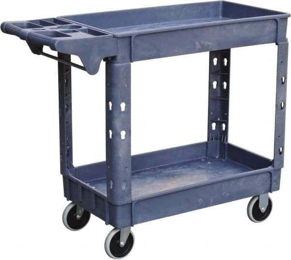 Value Collection - 500 Lb Capacity, 17" Wide x 39-3/4" Long x 33-1/4" High Shelf Cart - 2 Shelf, Plastic, 2 Rigid/2 Swivel Casters - Benchmark Tooling