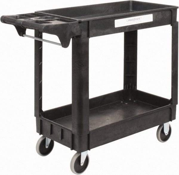 Value Collection - 500 Lb Capacity, 17" Wide x 39-3/4" Long x 33-1/4" High Shelf Cart - 2 Shelf, Plastic, 2 Rigid/2 Swivel Casters - Benchmark Tooling