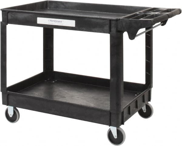 Value Collection - 500 Lb Capacity, 25-1/2" Wide x 46" Long x 33-1/4" High Shelf Cart - 2 Shelf, Plastic, 2 Rigid/2 Swivel Casters - Benchmark Tooling