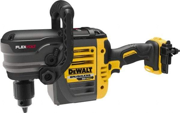 DeWALT - 60 Volt 1/2" Chuck Right Angle Handle Cordless Drill - 0-300 & 0-1200 RPM, Keyed Chuck, Lithium-Ion Batteries Not Included - Benchmark Tooling