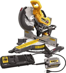 DeWALT - 15 Amp, 120 Volt, 3,800 RPM, 60° Right & 50° Left Double Bevel Sliding Miter Saw - 5/8 or 1" Arbor, 12" Blade Diam, Includes DHS790 Sliding Miter Saw, (2) DCB606 FLEXVOLT Batteries, DCA120 120V Adaptor & DCA132 Charger - Benchmark Tooling