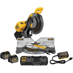 DeWALT - 15 Amp, 120 Volt, 3,800 RPM, 50° Double Bevel Miter Saw - 5/8 or 1" Arbor, 12" Blade Diam, Includes DHS716 Miter Saw, DCA120 120V Adaptor & DCA132 Charger - Benchmark Tooling