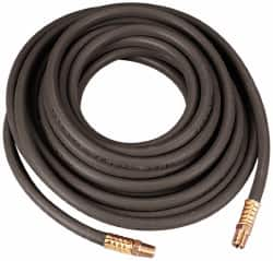 Value Collection - 1/2" ID x 0.787" OD 25' Long Multipurpose Air Hose - MNPT x MNPT Ends, 200 Working psi, 1/2" Fitting, Black - Benchmark Tooling