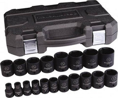 GearWrench - 19 Piece 1/2" Drive Standard Impact Socket Set - 6 Points, 3/8 to 1-1/16", Inch Measurement Standard - Benchmark Tooling