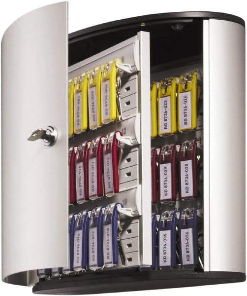 DURABLE - 36 Keys, Silver Key Storage Cabinet - 11-3/4" Wide x 4-5/8" Deep x 11" High - Benchmark Tooling