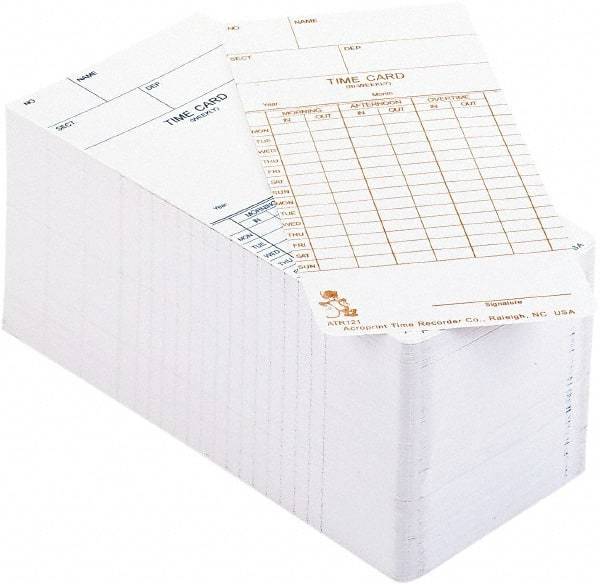 Acroprint Time Recorder - 3-2/5" High x 3-2/5" Wide Weekly/Bi-Weekly/Twice Monthly Time Cards - White, Use with Acroprint Model ATR120 - Benchmark Tooling