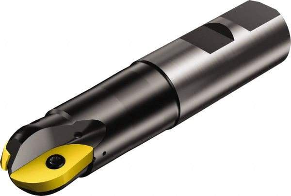 Sandvik Coromant - 40mm Cut Diam, 36.5mm Max Depth of Cut, 40mm Shank Diam, 221mm OAL, Indexable Ball Nose End Mill - 69.2mm Head Length, Weldon Flat Shank, R216.. B Toolholder, APMT 160408-M, R216-40 07 Insert - Benchmark Tooling