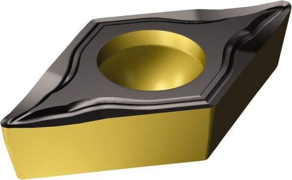Sandvik Coromant - DCGT32.52 UM Grade 1515 Carbide Turning Insert - TiCN/AI2O3/TiN Finish, 55° Diamond, 3/8" Inscr Circle, 5/32" Thick, 1/32" Corner Radius - Benchmark Tooling