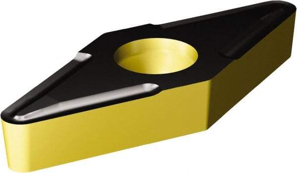 Sandvik Coromant - VBMT21.51 UF Grade 4335 Carbide Turning Insert - TiCN/AI2O3/TiN Finish, 35° Diamond, 1/4" Inscr Circle, 3/32" Thick, 1/64" Corner Radius - Benchmark Tooling