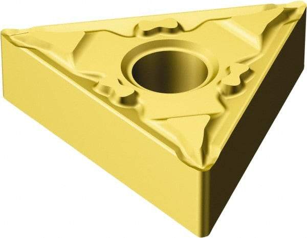 Sandvik Coromant - TNMG332 MF Grade 2025 Carbide Turning Insert - TiCN/Al2O3/TiN Finish, 60° Triangle, 3/8" Inscr Circle, 3/16" Thick, 1/32" Corner Radius - Benchmark Tooling