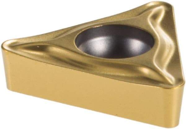 Sandvik Coromant - TCMT21.52 UM Grade 1525 Carbide Turning Insert - TiCN/TiN Finish, 60° Triangle, 1/4" Inscr Circle, 3/32" Thick, 1/32" Corner Radius - Benchmark Tooling