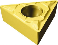 Sandvik Coromant - TPMT221 MF Grade 2025 Carbide Turning Insert - TiCN/AI2O3/TiN Finish, 60° Triangle, 1/4" Inscr Circle, 1/8" Thick, 1/64" Corner Radius - Benchmark Tooling
