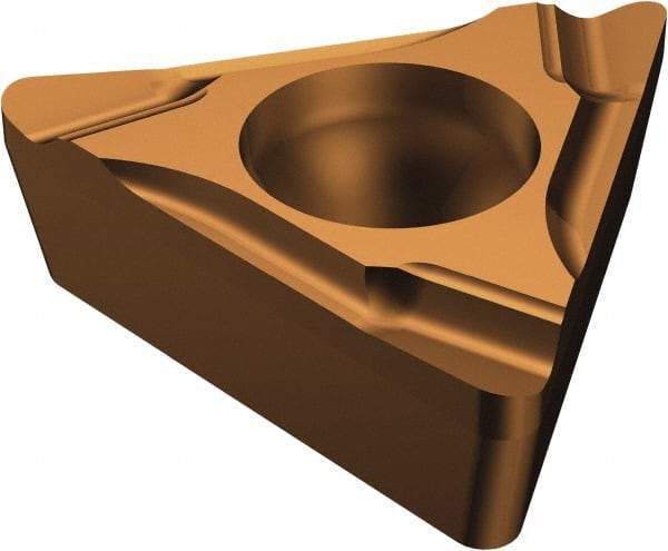 Sandvik Coromant - TCGT221 K Grade 1125 Carbide Turning Insert - TiAlN/AlCr2O3 Finish, 60° Triangle, 1/4" Inscr Circle, 1/8" Thick, 1/64" Corner Radius - Benchmark Tooling