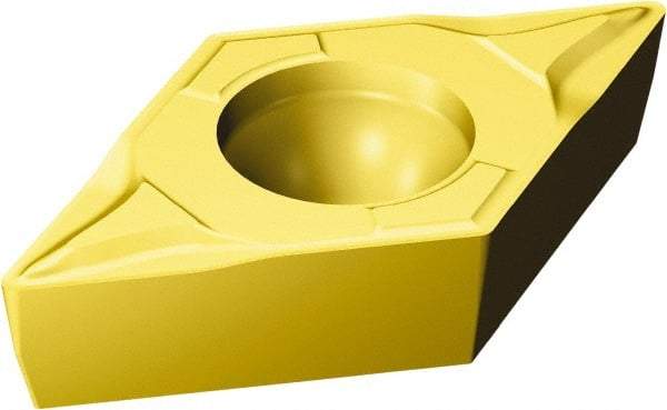 Sandvik Coromant - DCMT32.51 MF Grade 2025 Carbide Turning Insert - TiCN/AI2O3/TiN Finish, 55° Diamond, 3/8" Inscr Circle, 5/32" Thick, 1/64" Corner Radius - Benchmark Tooling