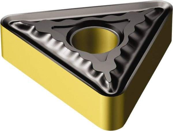 Sandvik Coromant - TNMG332 QM Grade 2025 Carbide Turning Insert - TiCN/Al2O3/TiN Finish, 60° Triangle, 3/8" Inscr Circle, 3/16" Thick, 1/32" Corner Radius - Benchmark Tooling
