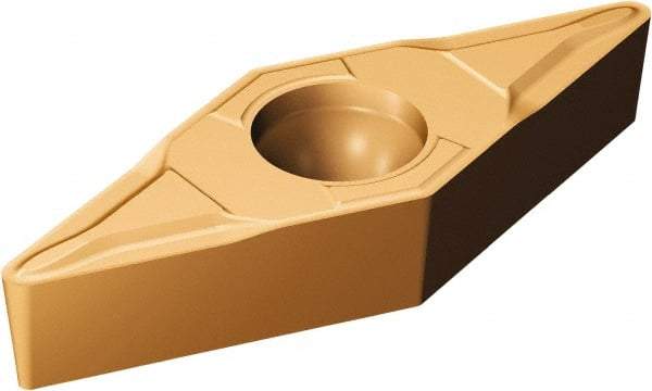 Sandvik Coromant - VBMT220 MF Grade 1125 Carbide Turning Insert - TiAlN/AlCr2O3 Finish, 35° Diamond, 1/4" Inscr Circle, 1/8" Thick, 0.2mm Corner Radius - Benchmark Tooling