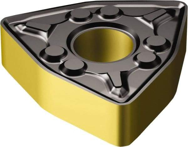 Sandvik Coromant - WNMG432 WM Grade 3225 Carbide Turning Insert - TiCN/AI2O3/TiN Finish, 80° Trigon, 1/2" Inscr Circle, 3/16" Thick, 1/32" Corner Radius - Benchmark Tooling