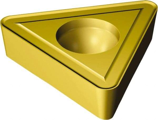 Sandvik Coromant - TCMT32.51 UR Grade 235 Carbide Turning Insert - TiCN/TiN Finish, 60° Triangle, 3/8" Inscr Circle, 5/32" Thick, 1/64" Corner Radius - Benchmark Tooling