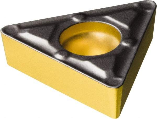 Sandvik Coromant - TCMX32.52 WF Grade 4315 Carbide Turning Insert - TiCN/AI2O3/TiN Finish, 60° Triangle, 3/8" Inscr Circle, 5/32" Thick, 1/32" Corner Radius - Benchmark Tooling