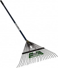 SEYMOUR-MIDWEST - Spring Brace Rake with 54" Straight Aluminum Handle - 1/2" Blade Width, 24 Tines, 13" Tine Length - Benchmark Tooling