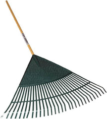 SEYMOUR-MIDWEST - Leaf Rake with 48" Straight Wood Handle - 1/2" Blade Width, 30 Tines, 21" Tine Length - Benchmark Tooling