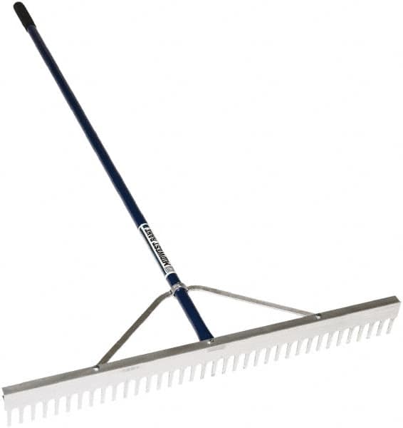 SEYMOUR-MIDWEST - Landscape Rake with 66" Straight Aluminum Handle - 1/2" Blade Width, 24 Tines, 2-1/2" Tine Length - Benchmark Tooling