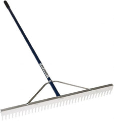 SEYMOUR-MIDWEST - Landscape Rake with 66" Straight Aluminum Handle - 1/2" Blade Width, 24 Tines, 2-1/2" Tine Length - Benchmark Tooling