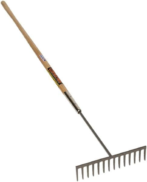 SEYMOUR-MIDWEST - Asphalt Rake with 60" Straight Wood Handle - 1/2" Blade Width, 14 Tines, 3-1/2" Tine Length - Benchmark Tooling