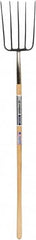 SEYMOUR-MIDWEST - Manure Fork with 54" Straight Wood Handle - 1/2" Blade Width, 5 Tines, 14" Tine Length - Benchmark Tooling