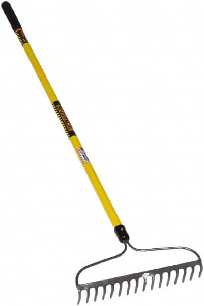 SEYMOUR-MIDWEST - Bow Rake with 60" Straight Fiberglass Handle - 1/2" Blade Width, 16 Tines, 3" Tine Length - Benchmark Tooling