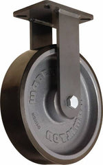 Hamilton - 12" Diam x 3" Wide x 15-1/2" OAH Top Plate Mount Rigid Caster - Polyurethane Mold onto Cast Iron Center, 4,550 Lb Capacity, Sealed Precision Ball Bearing, 5-1/4 x 7-1/4" Plate - Benchmark Tooling