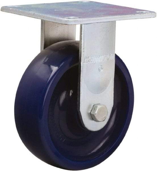 Hamilton - 6" Diam x 2" Wide x 7-1/2" OAH Top Plate Mount Rigid Caster - Polyurethane, 900 Lb Capacity, Sealed Precision Ball Bearing, 5 x 5-1/2" Plate - Benchmark Tooling