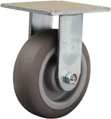 Hamilton - 6" Diam x 2" Wide x 7-1/2" OAH Top Plate Mount Rigid Caster - Rubber Mold on Polyolefin, 410 Lb Capacity, Straight Roller Bearing, 5 x 5-1/2" Plate - Benchmark Tooling