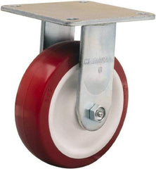 Hamilton - 6" Diam x 2" Wide x 7-1/2" OAH Top Plate Mount Rigid Caster - Polyurethane Mold on Polypropylene, 900 Lb Capacity, Straight Roller Bearing, 5 x 5-1/2" Plate - Benchmark Tooling