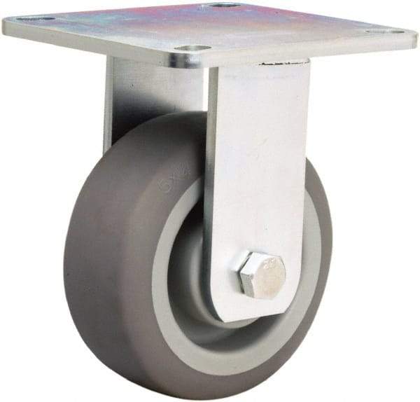 Hamilton - 5" Diam x 2" Wide x 6-1/2" OAH Top Plate Mount Rigid Caster - Rubber Mold on Polyolefin, 350 Lb Capacity, Straight Roller Bearing, 5 x 5-1/2" Plate - Benchmark Tooling